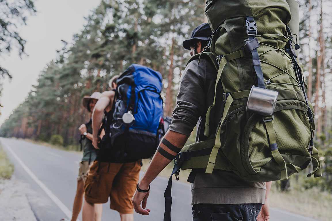 Backpackers on a Himalayan road trip